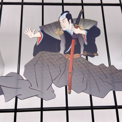 日本画オリジナルステッカー　侍　Sサイズ　サイズ選択可能　UV耐水　輪郭カット済み 1枚目の画像