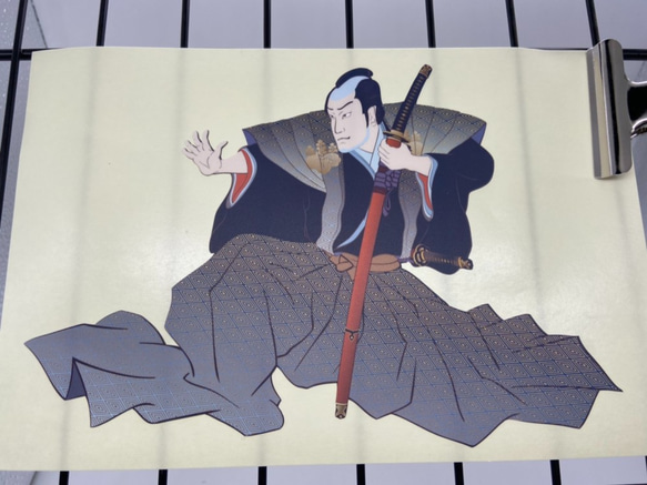 日本画オリジナルステッカー　侍　Sサイズ　サイズ選択可能　UV耐水　輪郭カット済み 2枚目の画像