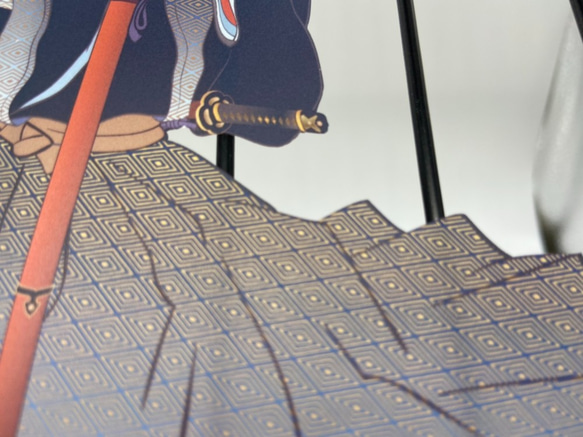 日本画オリジナルステッカー　侍　Sサイズ　サイズ選択可能　UV耐水　輪郭カット済み 5枚目の画像