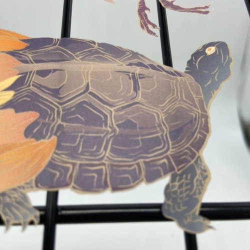 日本画オリジナルステッカー 鶴亀セットA Sサイズ サイズ選択可能 UV