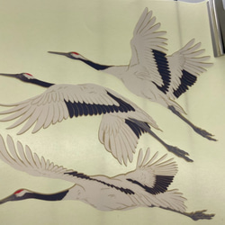 日本画オリジナルステッカー　鶴セットA　Sサイズ　サイズ選択可能　UV耐水　輪郭カット済み 2枚目の画像