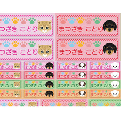 犬猫 入園 入学 名前ネームシール A4光沢耐水+表面ラミネート+ハーフカット 2枚目の画像