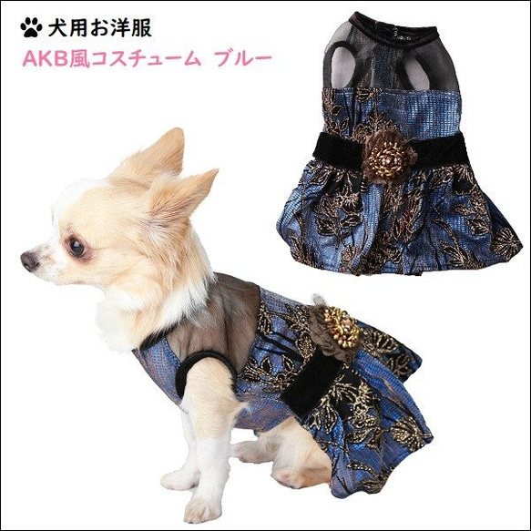 犬用お洋服 AKB風コスチューム ブルー ペット服・アクセサリー