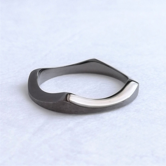 【Shaved Ring】No.1 Black スターリングシルバー 4～17号 3枚目の画像