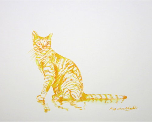 水彩アート「薔薇とシャム猫」1点物、手描き、真筆。 水彩画 手書き ハンドメイド 一点物 「猫」No.526 - メルカリ