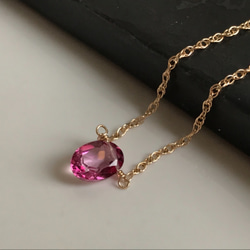14kgf 宝石質ピンクトパーズ ネックレス 1枚目の画像