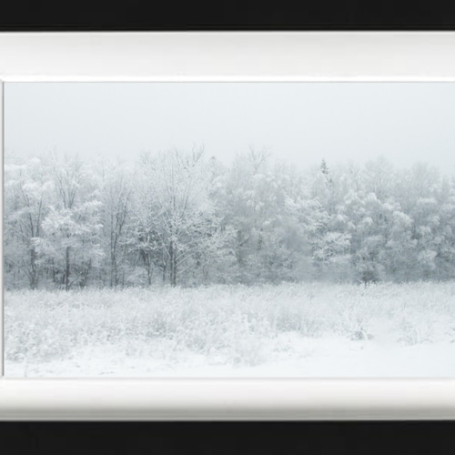 北海道芦別市の風景 A4写真プリント ガラス入り額装 ～雪のライン～ 北海道 真っ白な雪の景色』 A4サイズ ウッドフレーム額装写真 写真