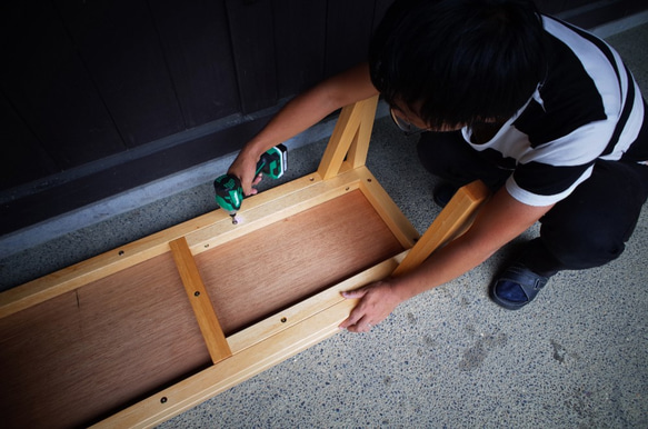 三角脚のベンチ /ANGLE BRACE BENCH 4枚目の画像