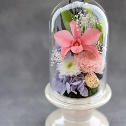 プリザーブドフラワー仏花対ガラスドーム大輪菊 プリザーブドフラワー 仏花 ガラスドーム大 対 豪華 御供
