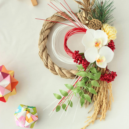 ☆早割お正月☆《手作りキット》胡蝶蘭しめ縄リース アーティ