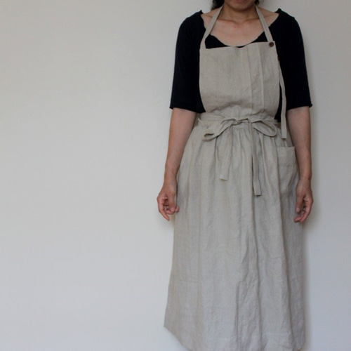 OURLEGACY エプロンスカート リネンのエプロンスカート ナチュラル ロングスカート（マキシ丈