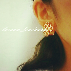 Amber ＆ Gold  Earrings.～琥珀色の耳飾り～ 2枚目の画像