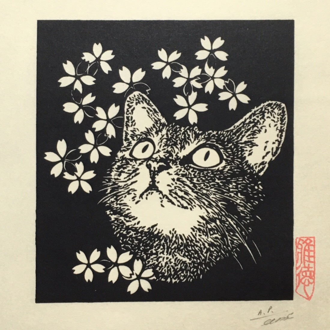 猫 細密版画作品 版画 2969. 通販｜Creema(クリーマ) 7083214