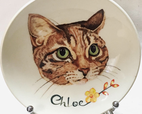 Ａrt Lover　希少　手びねり　大皿　陶器 オーダーメイド手びねり手描き猫絵皿 小皿 2969. 通販 7680131