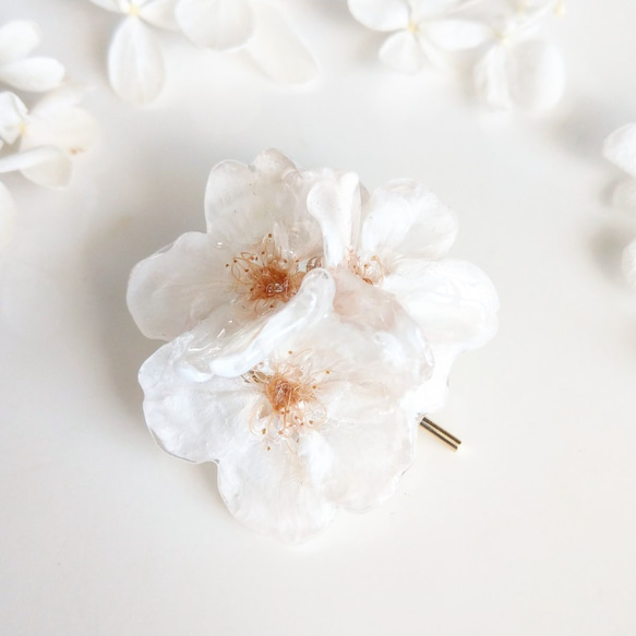 【受注制作】Everpink Sakura.　本物のお花　満開桜のポニーフック/3輪使用　 髪飾り　ヘッドドレス 2枚目の画像