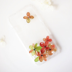 【試作品】Beauty of seasons. 本物のお花　四季彩とパールのiPhoneケース　紅葉　スマホケース 5枚目の画像