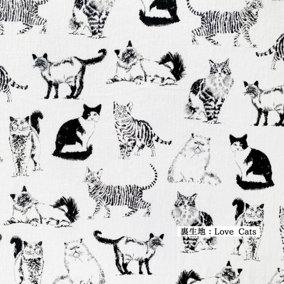「猫の思い」刺繍ワッペンモノトーンサコッシュ/はちわれ猫Ver. 8枚目の画像