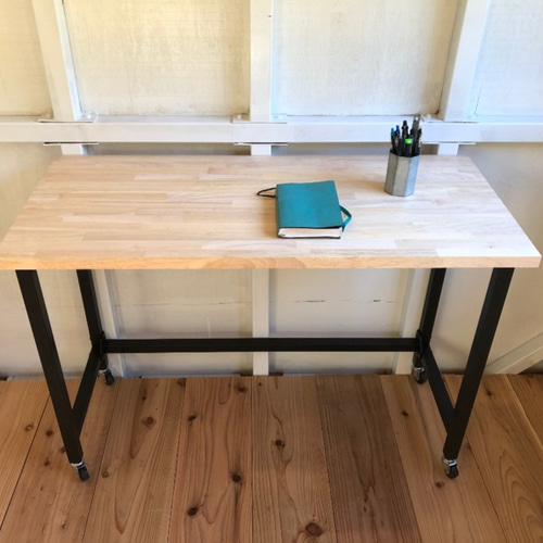 移動らくらく♪キャスター付きアイアン&ウッドテーブル サイズ変更承り