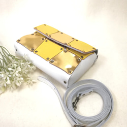 panelsac スマホショルダー2022　ゴールド　×　イエロー　 サイド：ホワイト 3枚目の画像