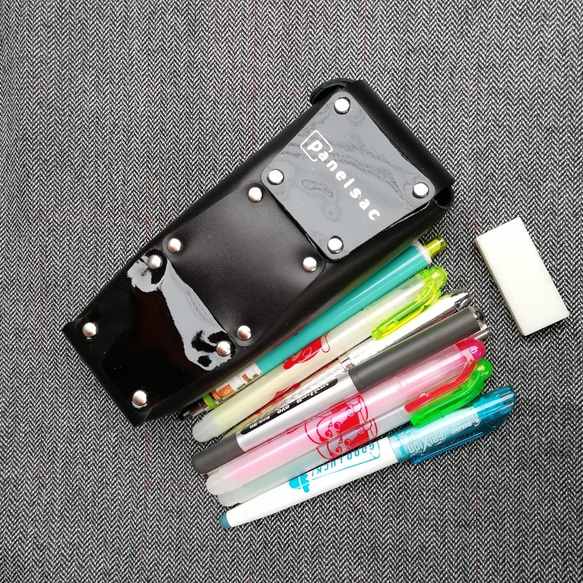 縦型 本革ペンケース panelsac 消しゴム収納付き ペンケース デルマノ