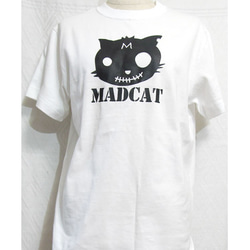 プリント半袖Tシャツ「MADCAT」黒猫（受注生産品）サイズS〜XL 1枚目の画像