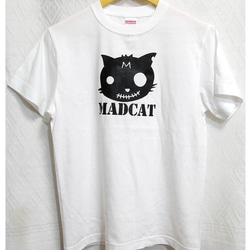 プリント半袖Tシャツ「MADCAT」黒猫（受注生産品）サイズS〜XL 3枚目の画像