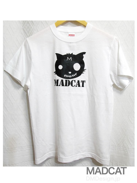 プリント半袖Tシャツ「MADCAT」黒猫（受注生産品）サイズS〜XL 3枚目の画像