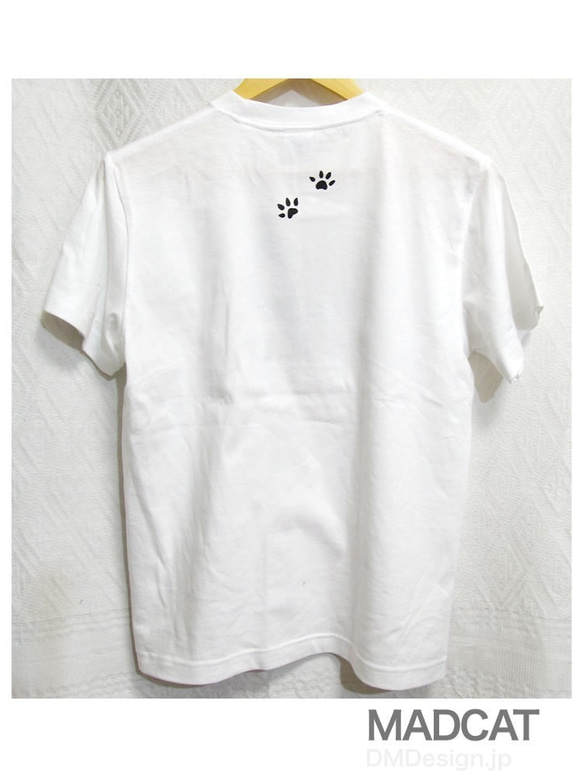 プリント半袖Tシャツ「MADCAT」黒猫（受注生産品）サイズS〜XL 4枚目の画像