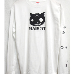 プリント長袖Tシャツ「MADCAT」黒猫（受注生産品）サイズS〜XL 3枚目の画像