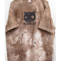 手染め+プリント一点ものTシャツ「土跡」MADCAT黒猫XXXL（1-172） 3枚目の画像