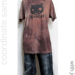 手染め+プリント一点ものTシャツ「土跡」MADCAT黒猫XXXL（1-172） 6枚目の画像