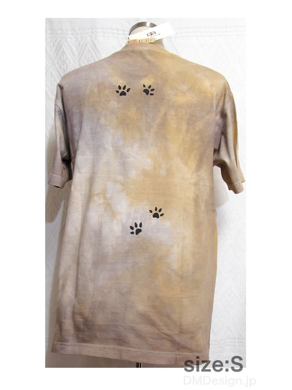 手染め+プリント一点ものTシャツ「朝霧」MADCAT黒猫S（1-012） 2枚目の画像