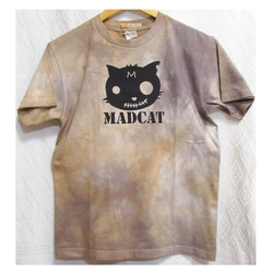 手染め+プリント一点ものTシャツ「朝霧」MADCAT黒猫S（1-012） 3枚目の画像