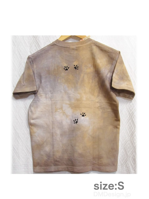 手染め+プリント一点ものTシャツ「朝霧」MADCAT黒猫S（1-012） 4枚目の画像