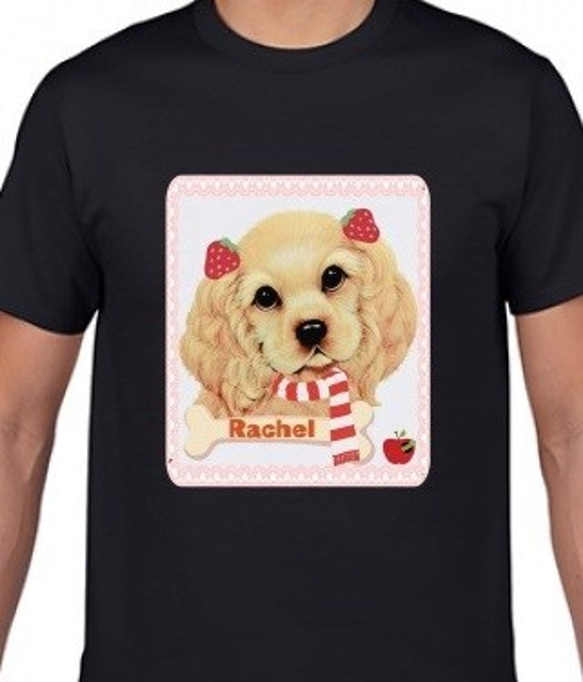 たっぷりXLサイズレトロちっくなワンコ柄Tシャツアメコカアメリカンコッカースパニエル犬垂れ耳ワンコ大き目サイズ男女兼用 1枚目の画像