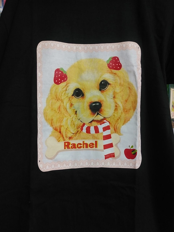 たっぷりXLサイズレトロちっくなワンコ柄Tシャツアメコカアメリカンコッカースパニエル犬垂れ耳ワンコ大き目サイズ男女兼用 3枚目の画像