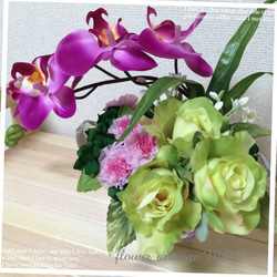 ❤️ガラス皿胡蝶蘭アレンジ❤️検）造花 テーブル フラワー 2枚目の画像