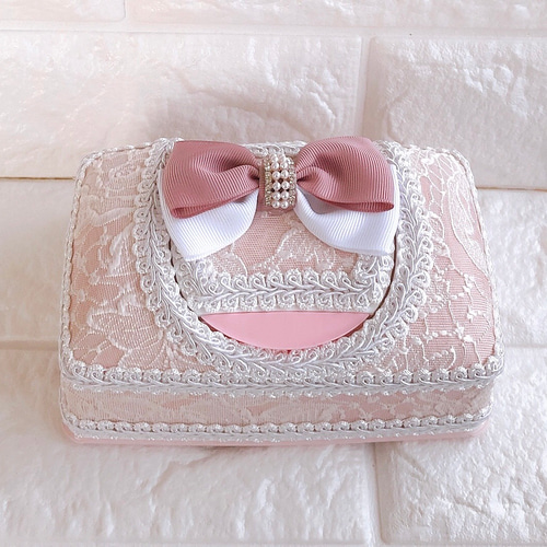 ウェットティッシュケース＊刺繍レース＊ピンク ティッシュケース