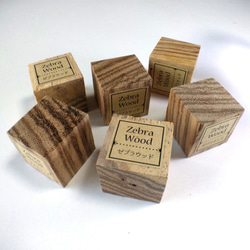 ▦きのかたち／cube「幻想の木たち（は）：ブビンガ、ゼブラウッド」│インテリア 無垢材 標本 キューブ 立体 5枚目の画像