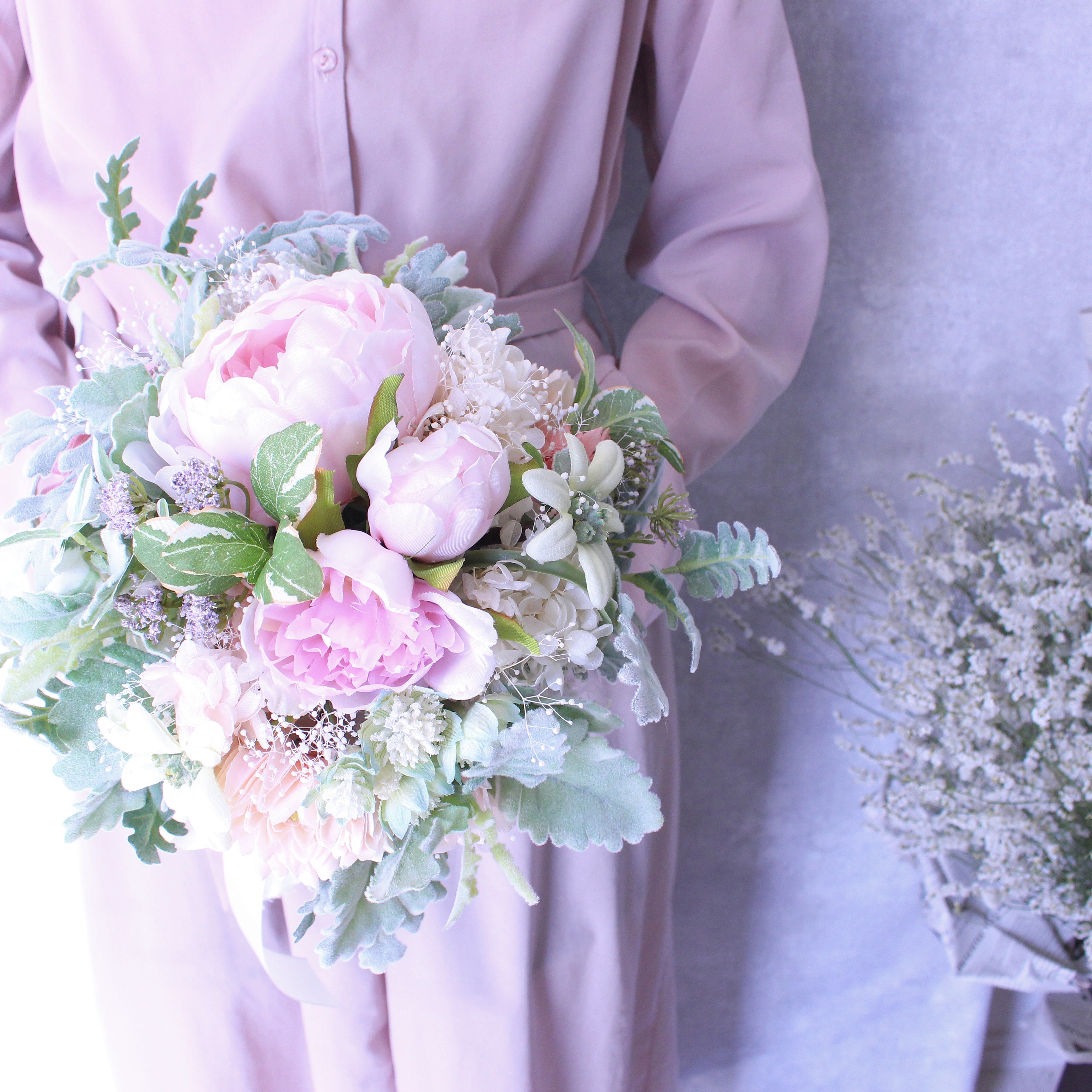 【masa】ブーケ2点 masa】ブーケ2点 母の日フルリールミニブーケ-2／1輪(W55×D45×H150