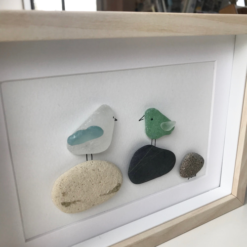 シーグラスアート レオパード♪︎お取置き中です(⋆ᴗ͈ˬᴗ͈)”♪︎ 観葉植物・シーグラスアート その他置物 青い小鳥 通販 16016192