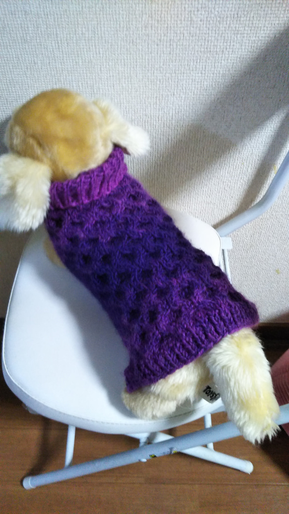 【犬用セーター】Ｍサイズパープルグラデーションの素敵なセーター出来ました❢ 3枚目の画像
