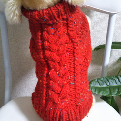 Lサイズ真っ赤なネップツィードのセーターです。 1枚目の画像