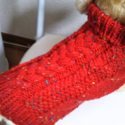 Lサイズ真っ赤なネップツィードのセーターです。 3枚目の画像