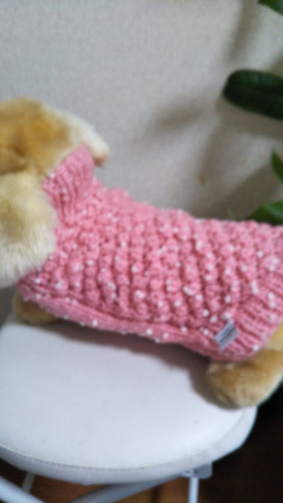 【犬用セーター】Mサイズとてもかわいいピンクのニットです! 2枚目の画像
