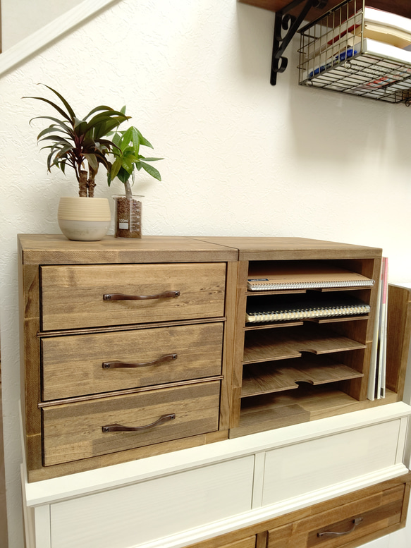 レターラック&卓上3段チェスト 2点セット レターラック&卓上3段チェスト 2点セット