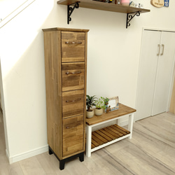 ☆木目調のおしゃれなデザイン　すきま収納　スリム　棚　チェスト すきま収納に最適！4段チェスト(25cm幅) チェスト・キャビネット OC