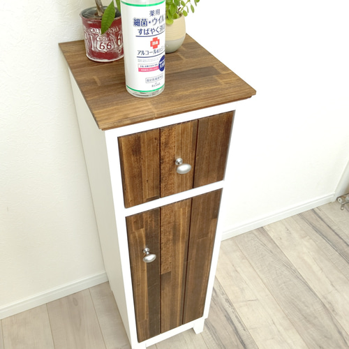 キャビネット 棚 収納 隙間収納 木製 玄関先や隙間収納に！スリムなカリフォルニア風キャビネット 棚