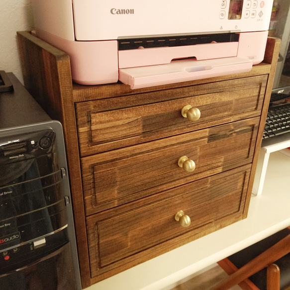 プリンター用紙やインクが収納できるプリンター台 横幅35