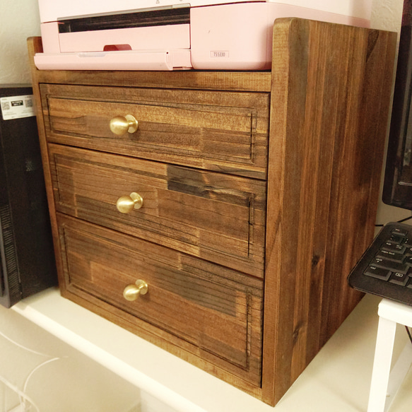 プリンター用紙やインクが収納できるプリンター台 横幅35